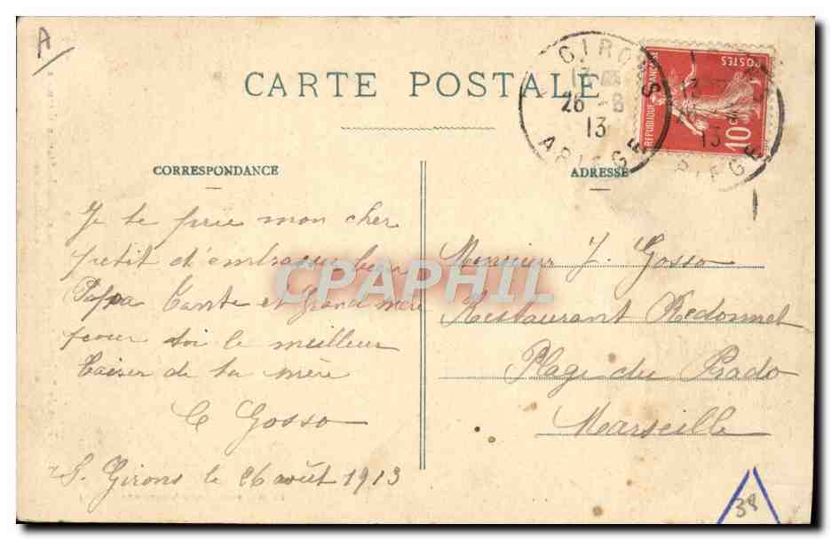 CPA Folklore Ariege Type de Bethmalaise pres Castillon et pres la station thermale de Pontaut d'Ayer les Eaux minerales  — Verso