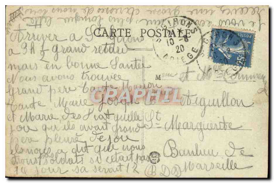 CPA Folklore Bethmalaise Ligne de tramways de Saint Girons a Sentein par Pontaut d'Ayer les eaux minerales — Verso
