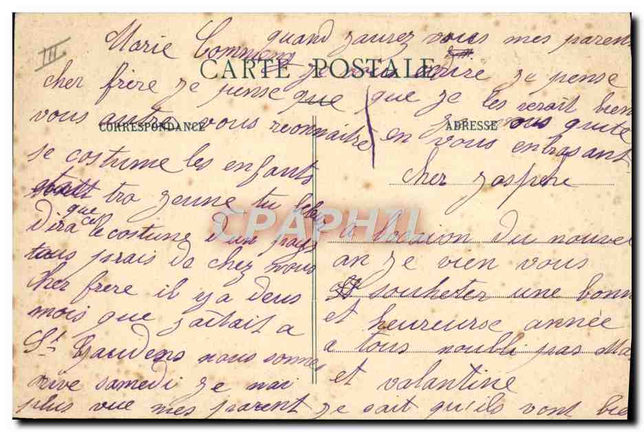 CPA Folklore Ariege Type de Bethmale pres Castillon  — Verso