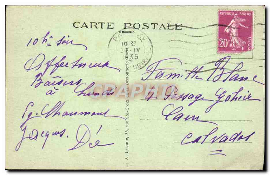CPA Paris Le Pont De I'Alma — Verso