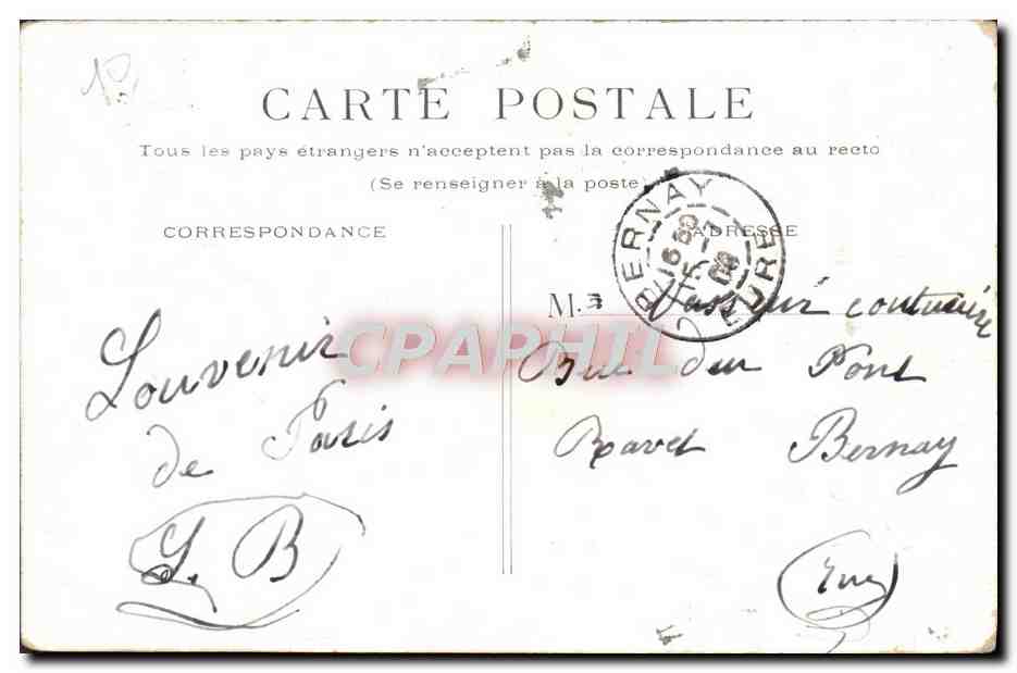 CPA Paris Obelisque De Louqsor — Rückseite