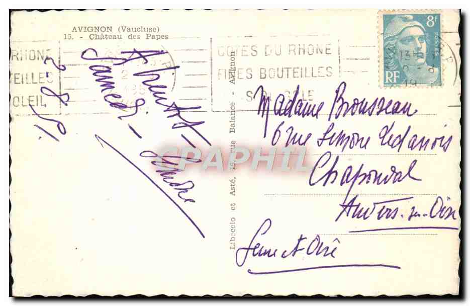 CPA Avignon Chateau Des Papes — Verso