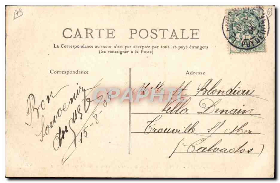 Puy-de-Dôme — LA BOURBOULE, la Buvette de l'Établissement des Thermes — M.T. I.L. n°234 — Rückseite