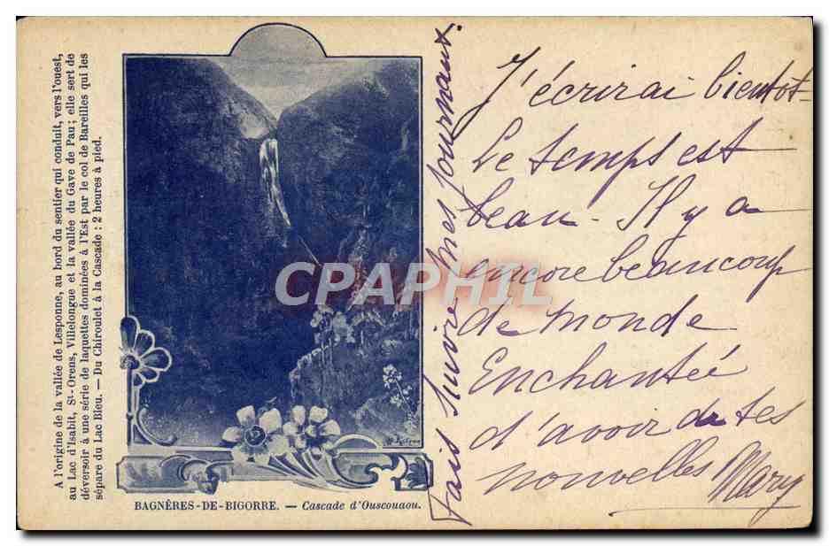 Cascade d'Ouscouaou — Bagnères-de-Bigorre — éditeur anonyme, n° de série non visible