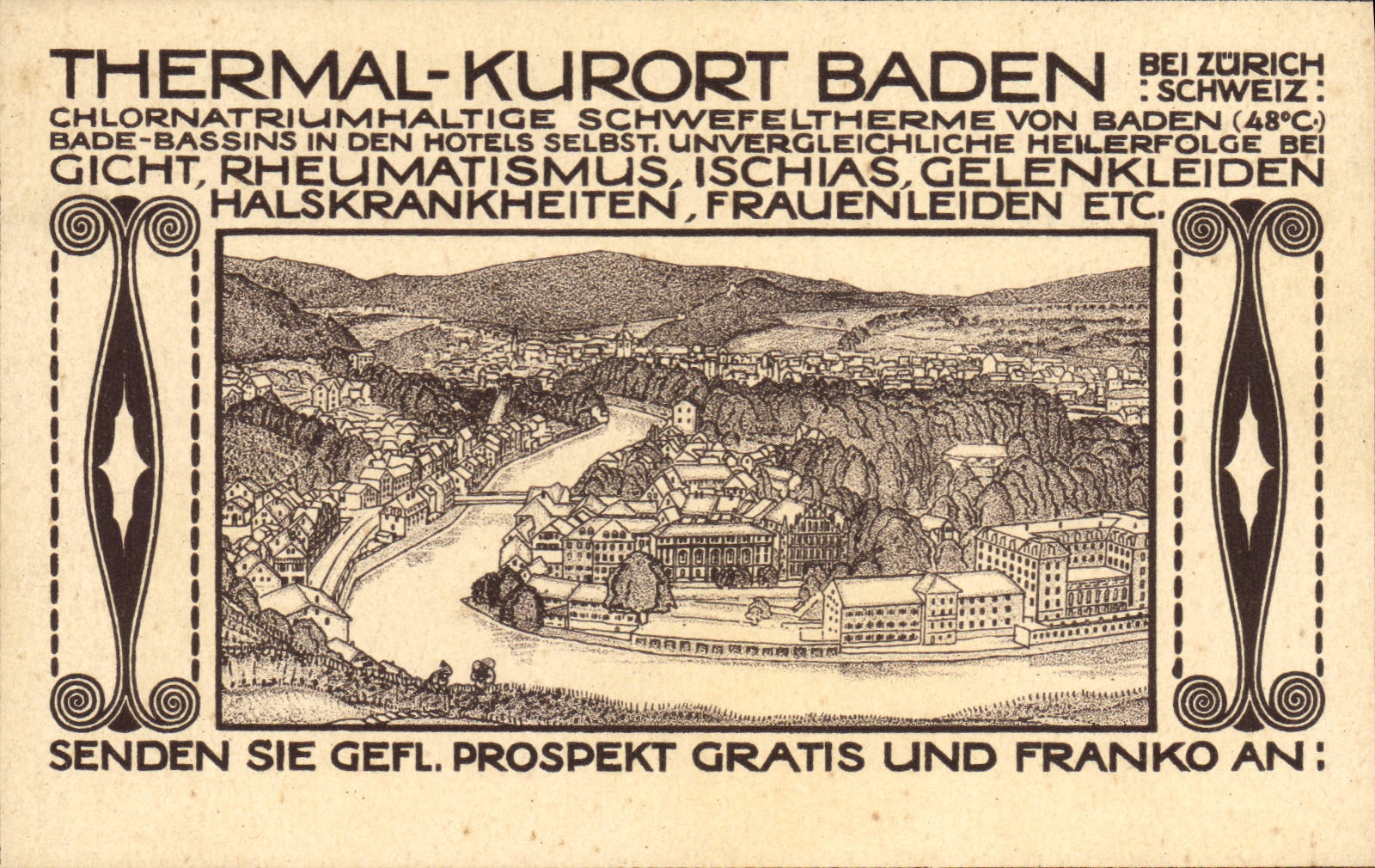 Baden — Thermal-Kurort Baden bei Zürich — Union Postale Universelle - Anverso