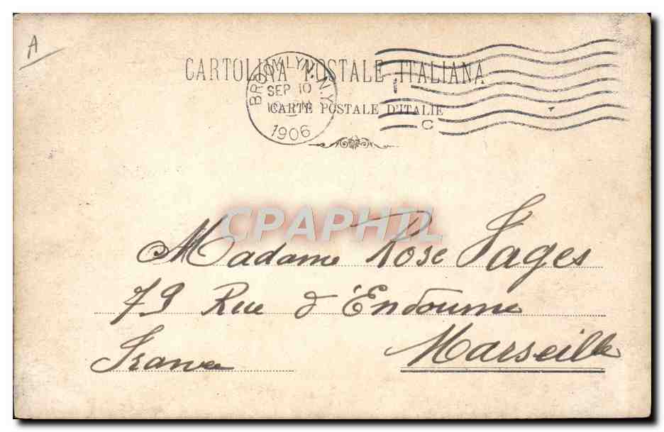 Nave a vapore in porto — New York — Cartolina postale italiana — Verso