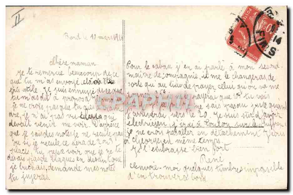 Bateau de Southampton — un jour de Novembre — éditeur inconnu, n° de série 1 — Verso