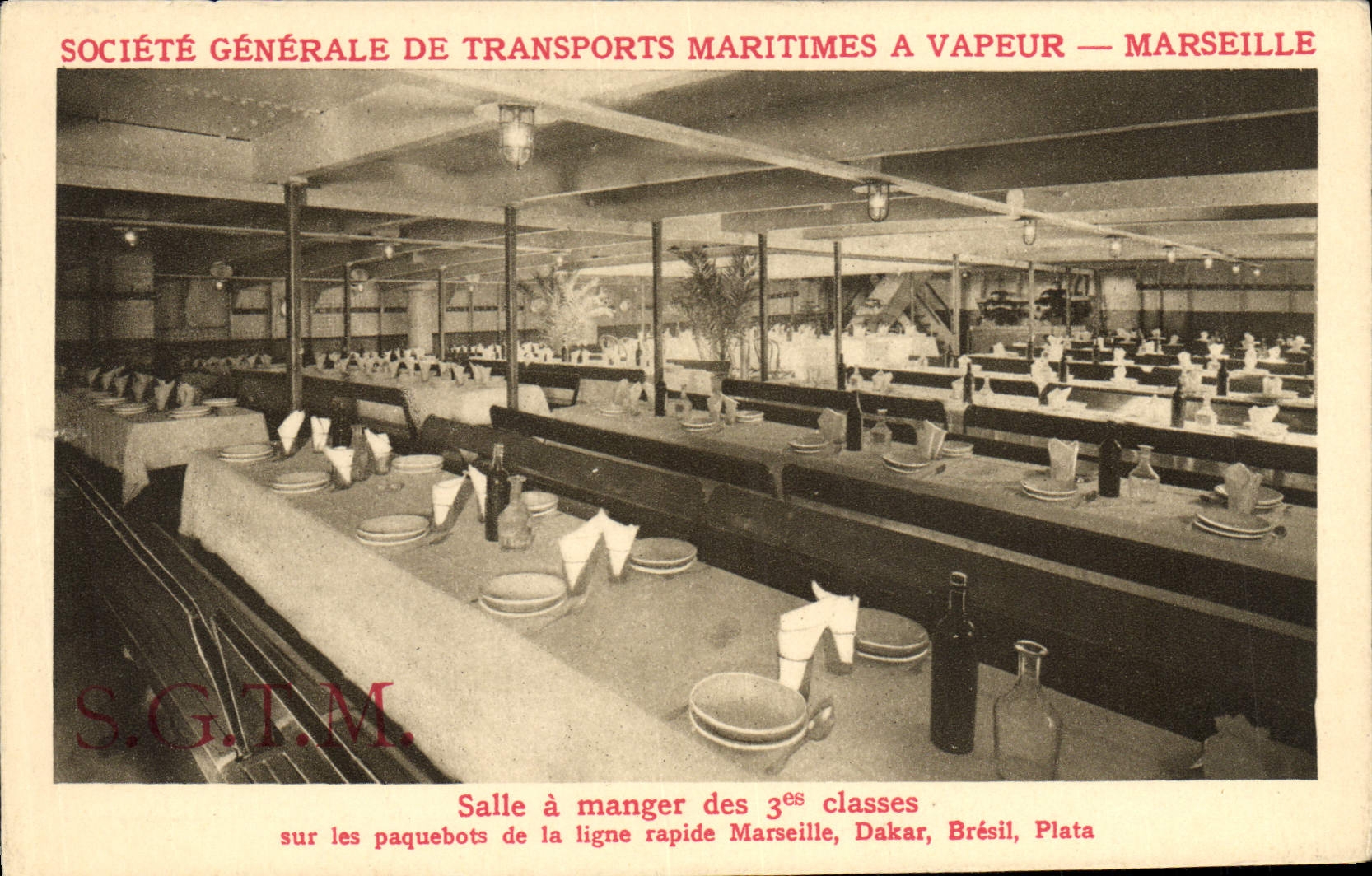 Sala de comedor de tercera clase — Sociedad General de Transportes Marítimos a Vapor — Marsella