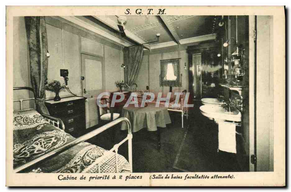 CPA Bateau Paquebot SGTM Cabine de priorite a 2 places 