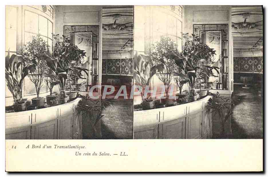 A Bord d'un Transatlantique — Un coin du Salon — LL. n°14