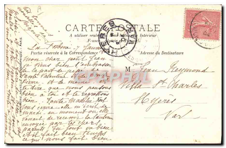 Marseille — Le Jardin d'Acclimatation — LL. — Verso