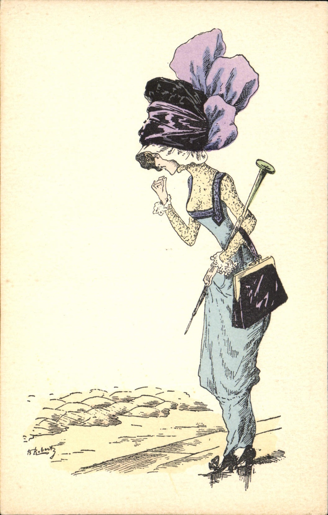 CPA Fantaisie Illustrateur Roberty Femme Chapeau