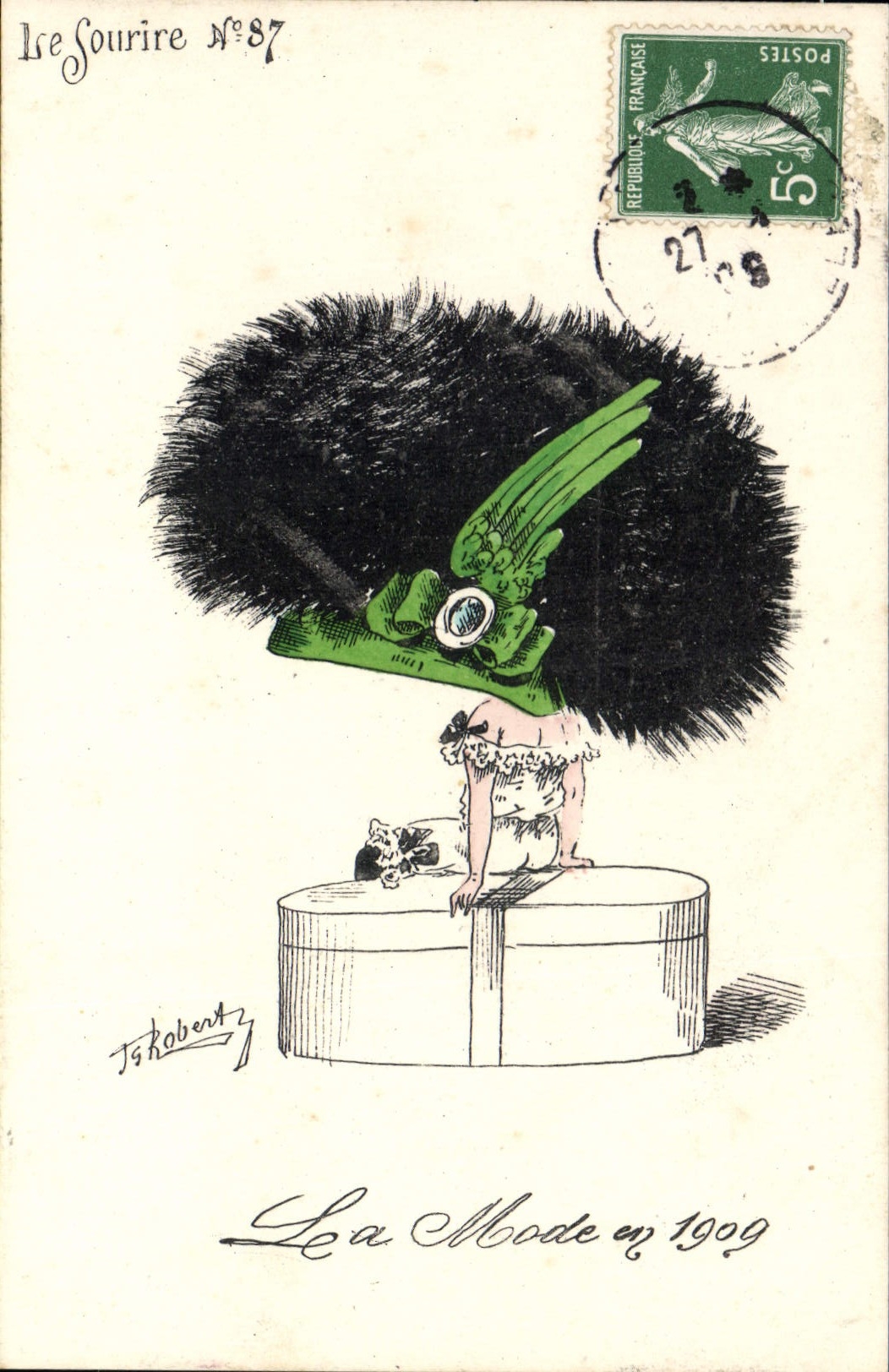 CPA Fantaisie Illustrateur Roberty Femme La mode 1909 Chapeau