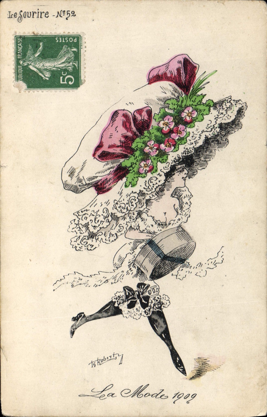 CPA Fantaisie Illustrateur Roberty Femme la mode 1909 Chapeau