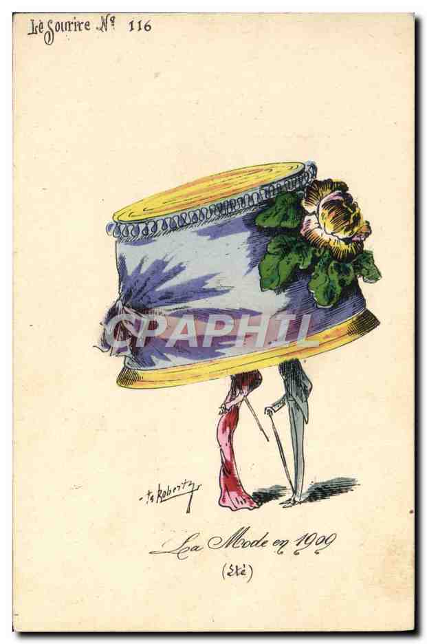 CPA Fantaisie Illustrateur Roberty La mode 1909 Femme Chapeau