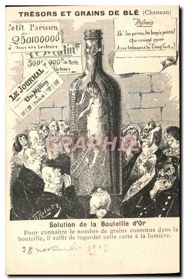 CPA Fantaisie Illustrateur Roberty Tresors et grain de ble Solution de la bouteille d'Or TOP