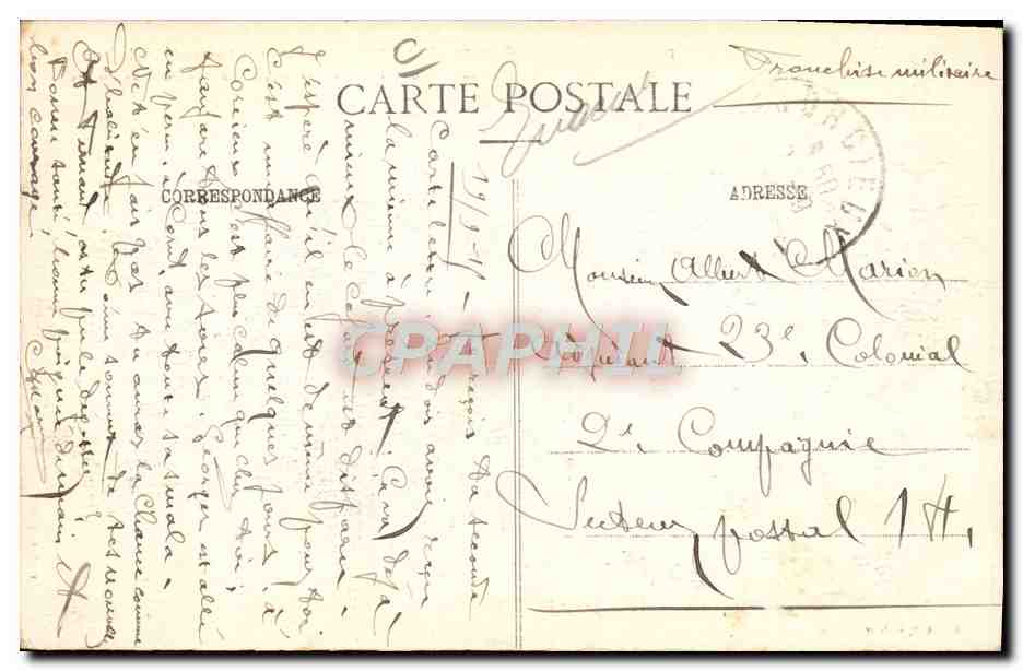 Slag bij Fontenelle — 8 juli 1915 — Gevangenissen van Duitse gevangenen in de Vosges — C. Gouy, uitgever, Sud-Dio — Achterkant