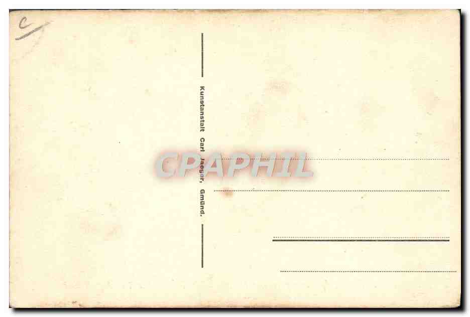 Schwäb. Gmünd — Transport van Franse gevangenen 27. augustus 1914 — Kunstanstalt Carl Jäger, Gmünd — Achterkant