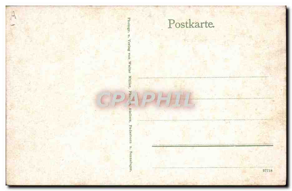 Prisonniers de guerre écossais — en tenue nationale — éditeur Walter Müller, Paderborn — Verso