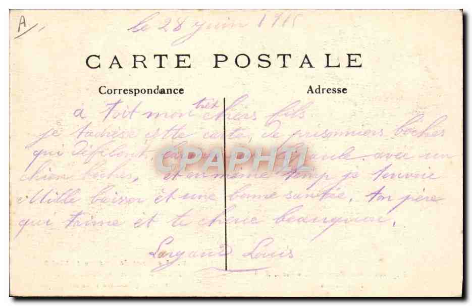 1200 prigionieri tedeschi a Reims — La Grande Guerra 1914-15 — Imp. Bandinière, Nantore Visé Paris N° 9 — Verso