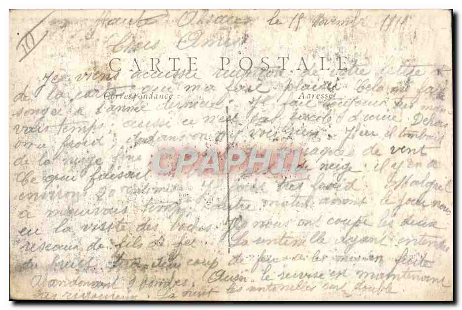 CPA Militaria En Haute Alsace L'interrogatoire d'un officier allemand espion  — Verso