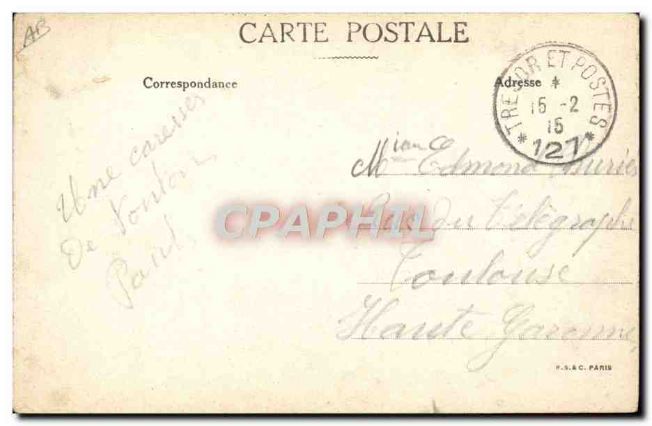 Clermont-en-Argonne (Meuse) — Prisioneros alemanes limpiando las calles — (d'après L'Illustration) — Reverso