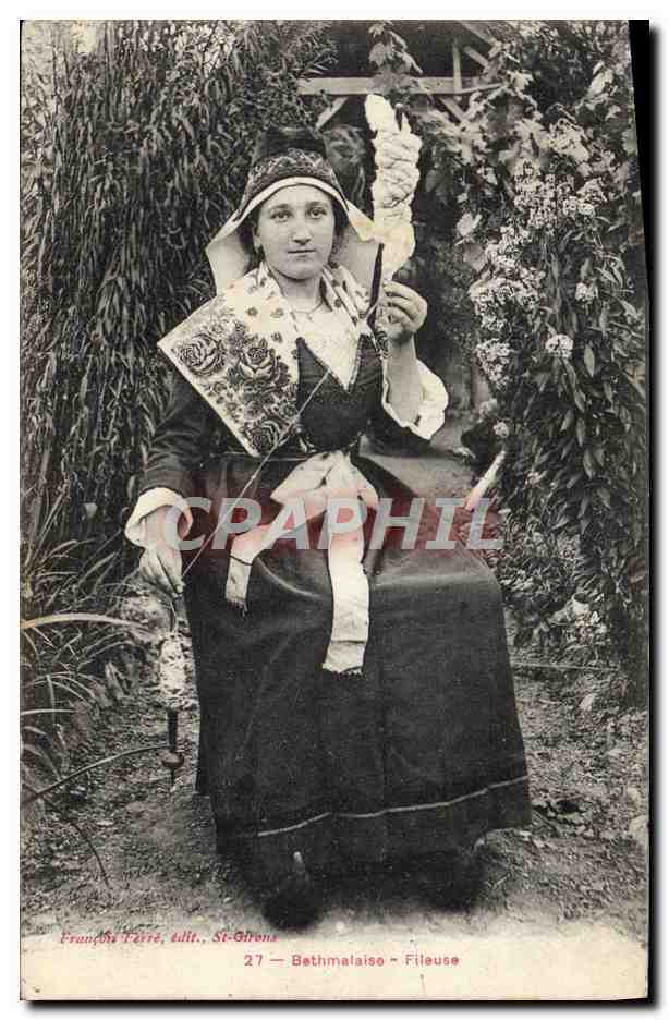 CPA Folklore Bethmalaise Fileuse