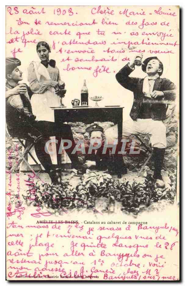 CPA Folklore Amelie les Bains Catalans au cabaret de campagne 