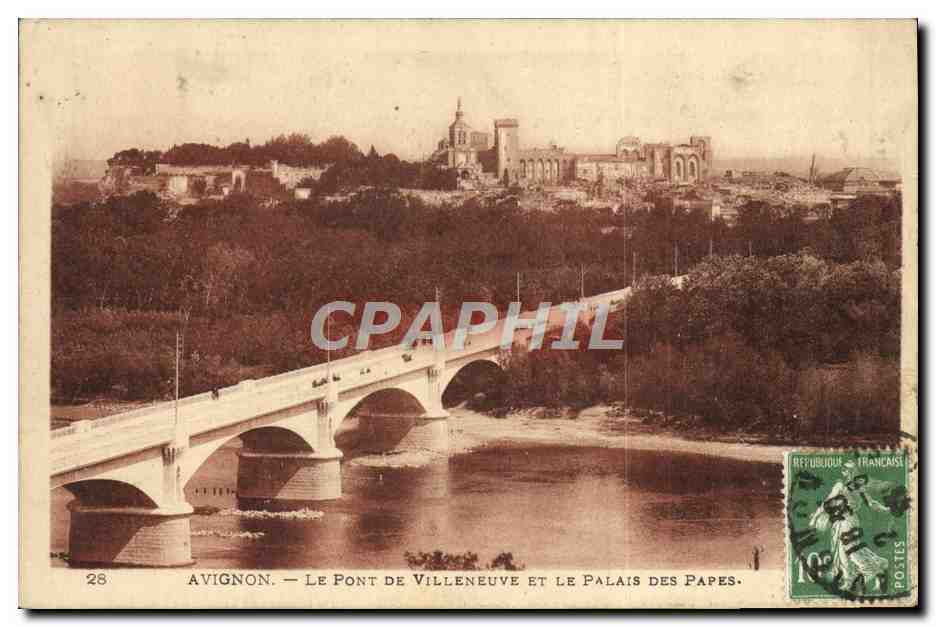 CPA Avignon Le Pont De Villeneuve Et Le Palais Des Papes