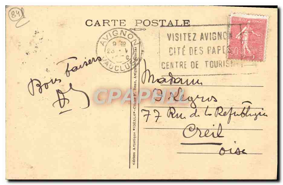 CPA Avignon Pont Saint Benezet — Verso