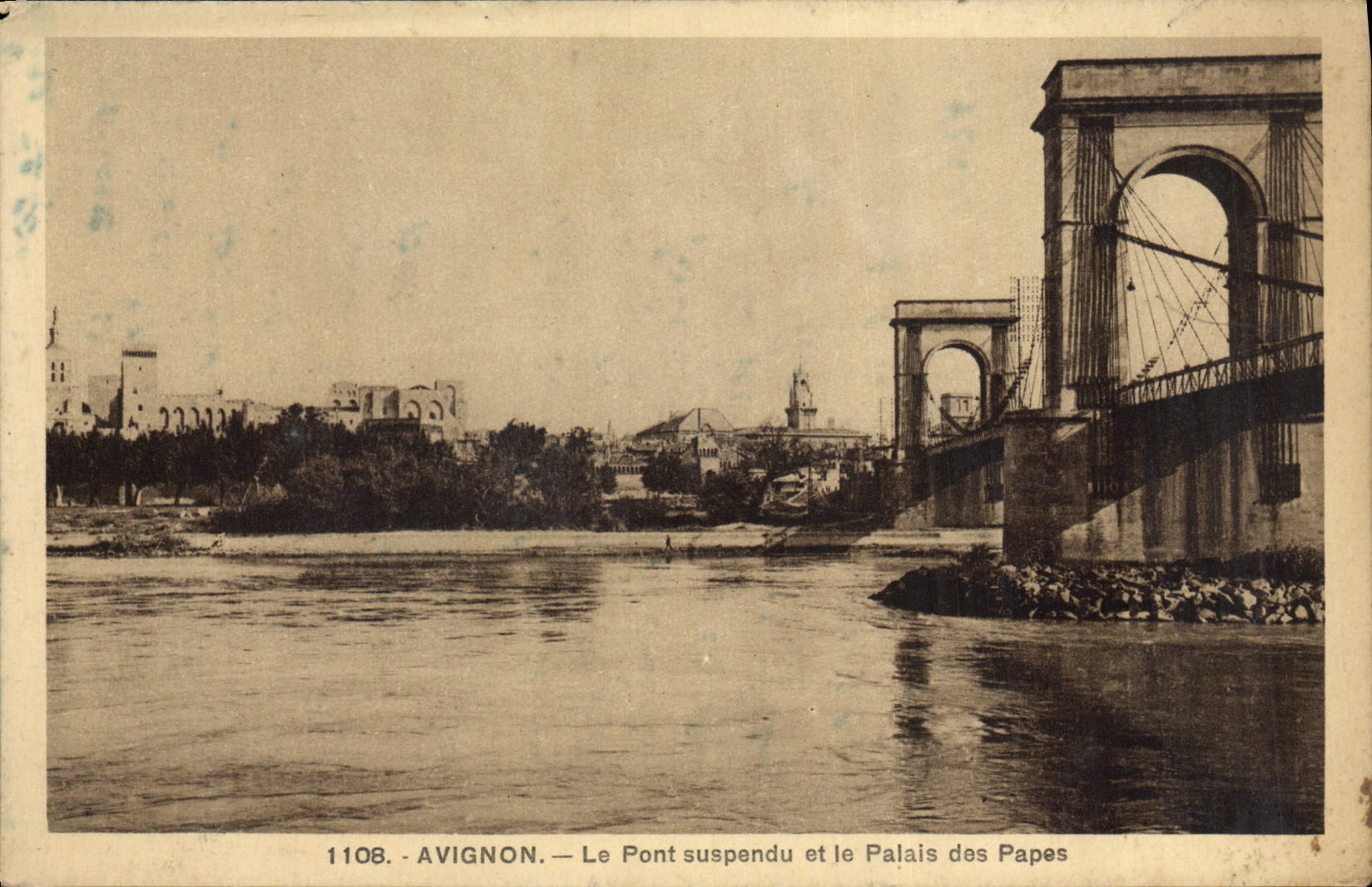 CPA Avignon Le Pont Suspendu et le Palais des Papes