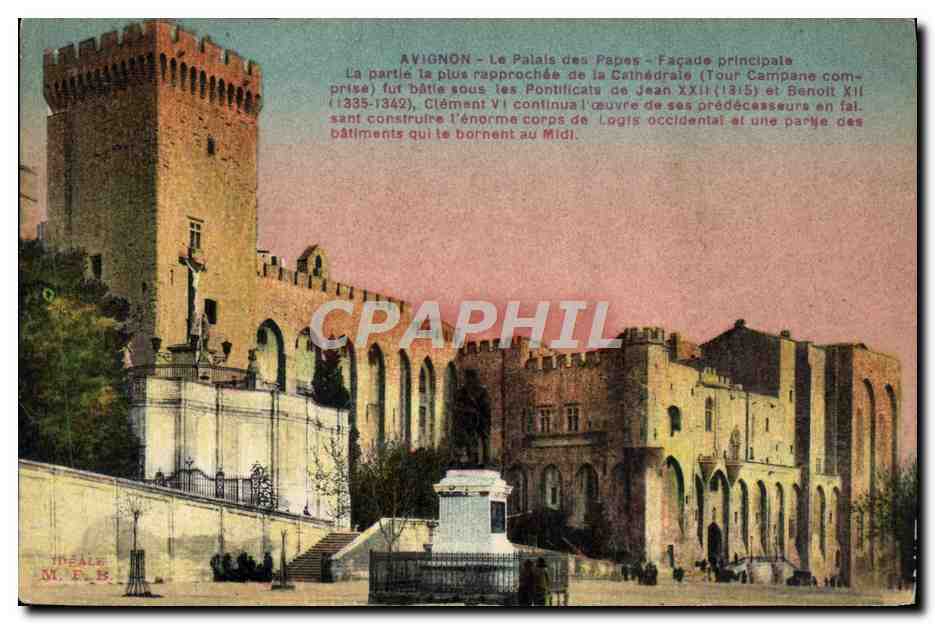 CPA Avignon Le palais des Papes Facade principale