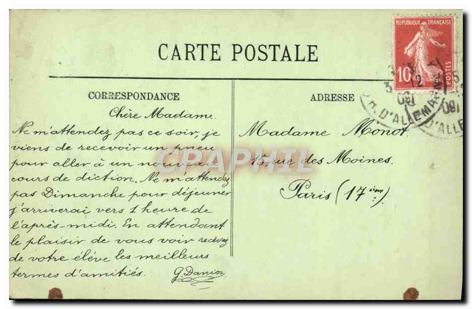CPA Paris Le Funiculaire du Sacre Coeur — Rückseite
