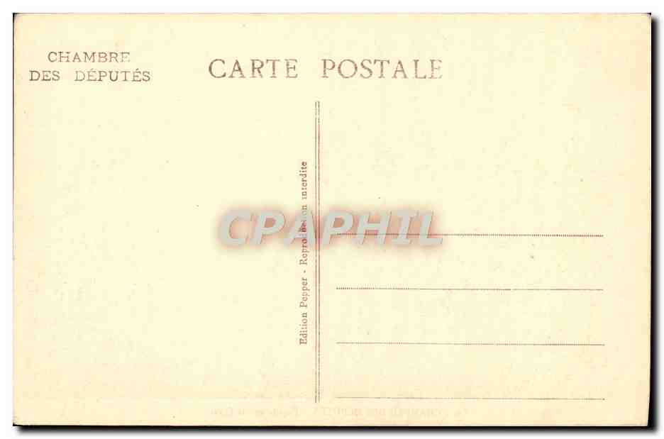 CPA Paris Chambre Des Deputes Facade sur le Quai — Rückseite