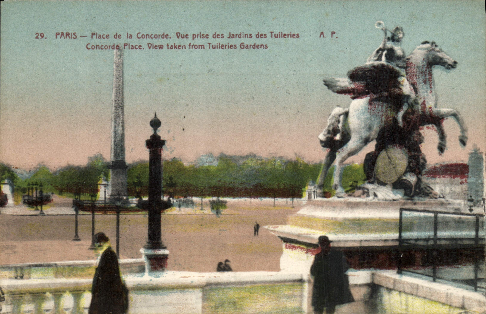 CPA Paris Place de la Concorde Vue Prise des Jardins des Tuilleries