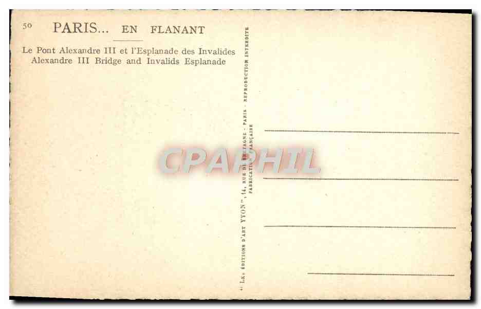 CPA Paris Le pont Alexandre III et l'esplanade des Invalides — Rückseite