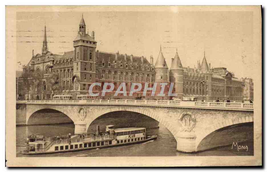 CPA Paris La Conciergerie La tour de l'horloge et le pont au change