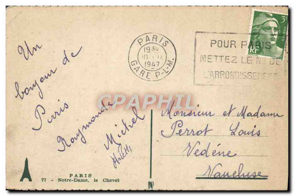 CPA Paris Notre Dame le Chevet — Verso