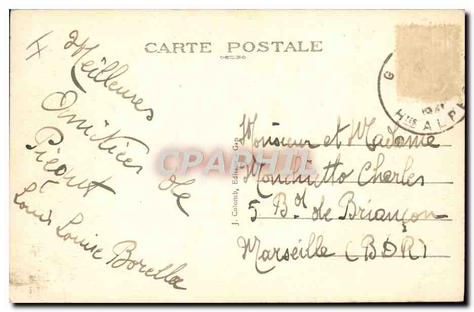 CPA Ecole Gap Place de Verdun Lycee et Ecole communale  — Rückseite