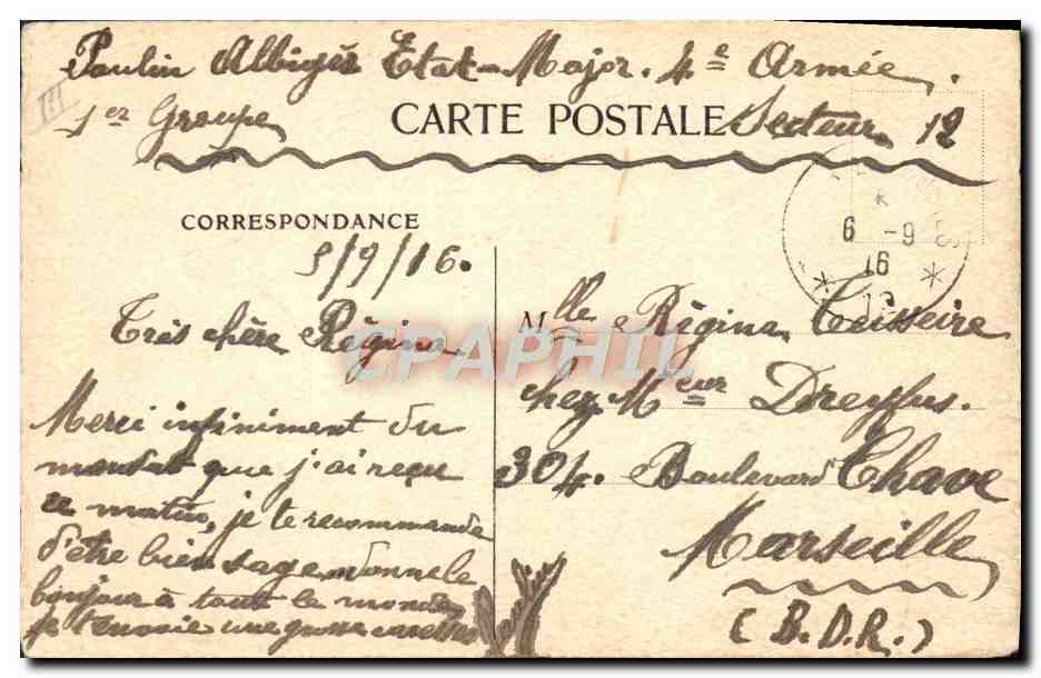 CPA Ecole Les poilus de la 6eme Enfants  — Verso