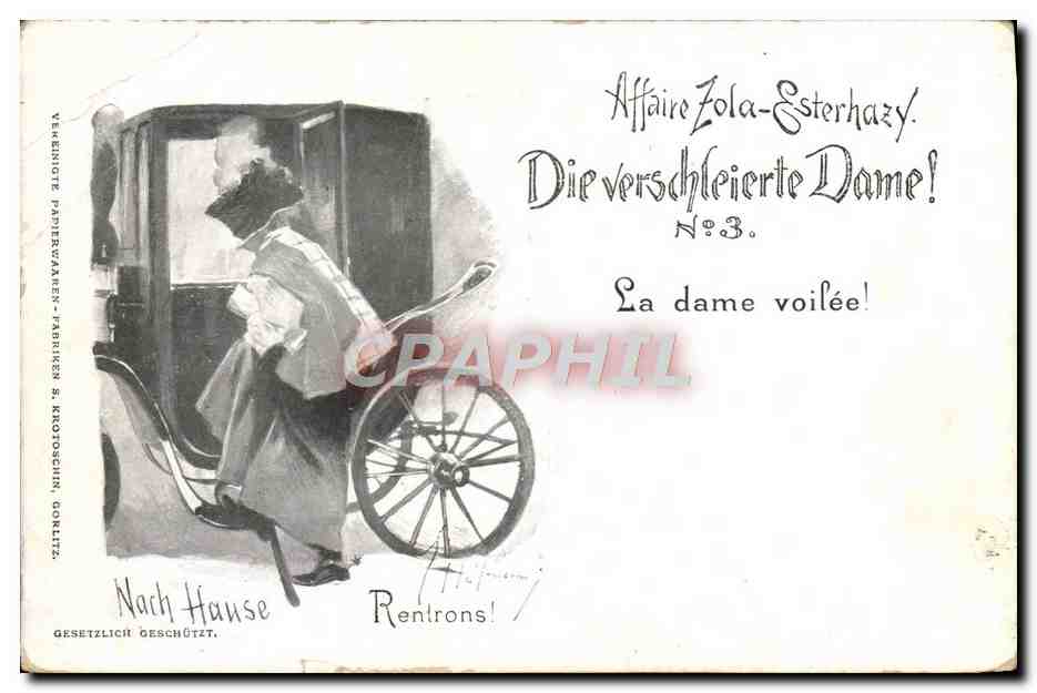 CPA Affaire Dreyfus Zola Estehazy La dame voilee