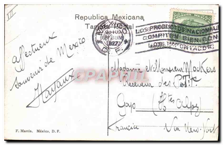 CPA Mexico Observatoire Astronomico Tacubaya Mexique — Rückseite