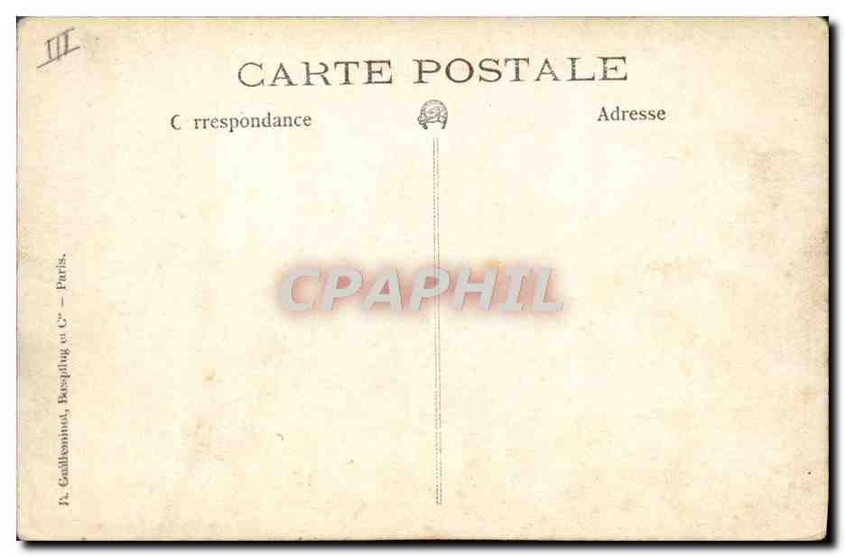 Buque de vapor — barco con tres chimeneas — editor A. Galliennaud, París — Reverso