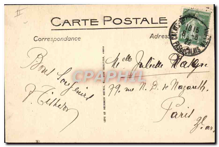 Calais — La Gare Maritime — Li. — n°290 — Verso