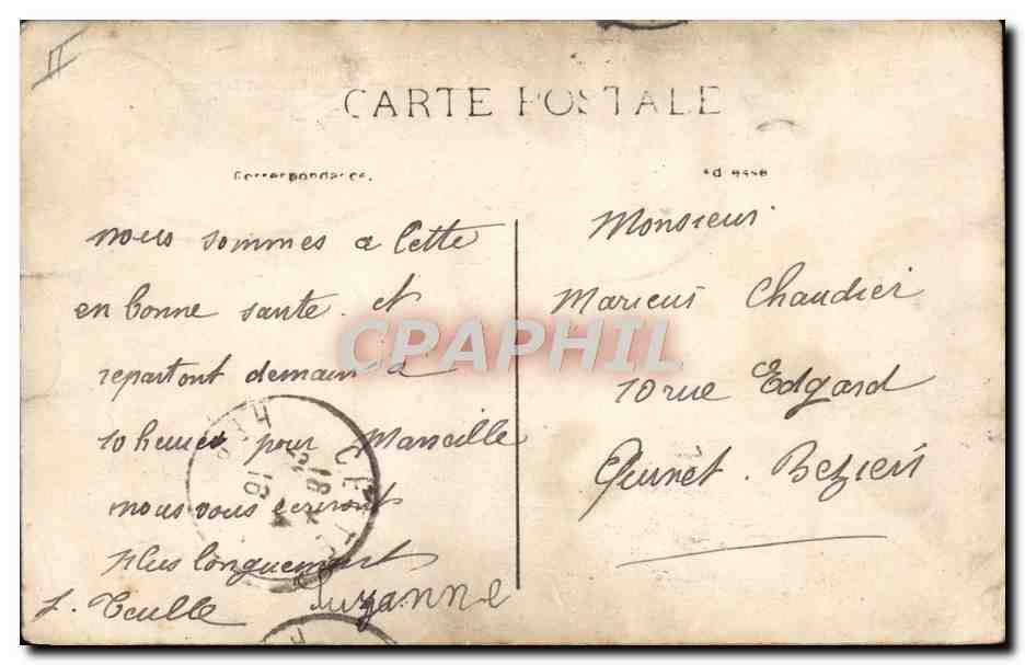 CPA Bateau Paquebot Cette Bateau ecole et le phare — Verso
