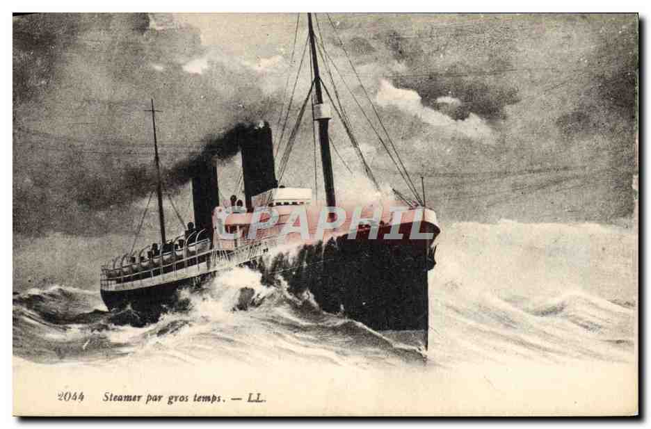 CPA Bateau Paquebot Steamer par gros temps