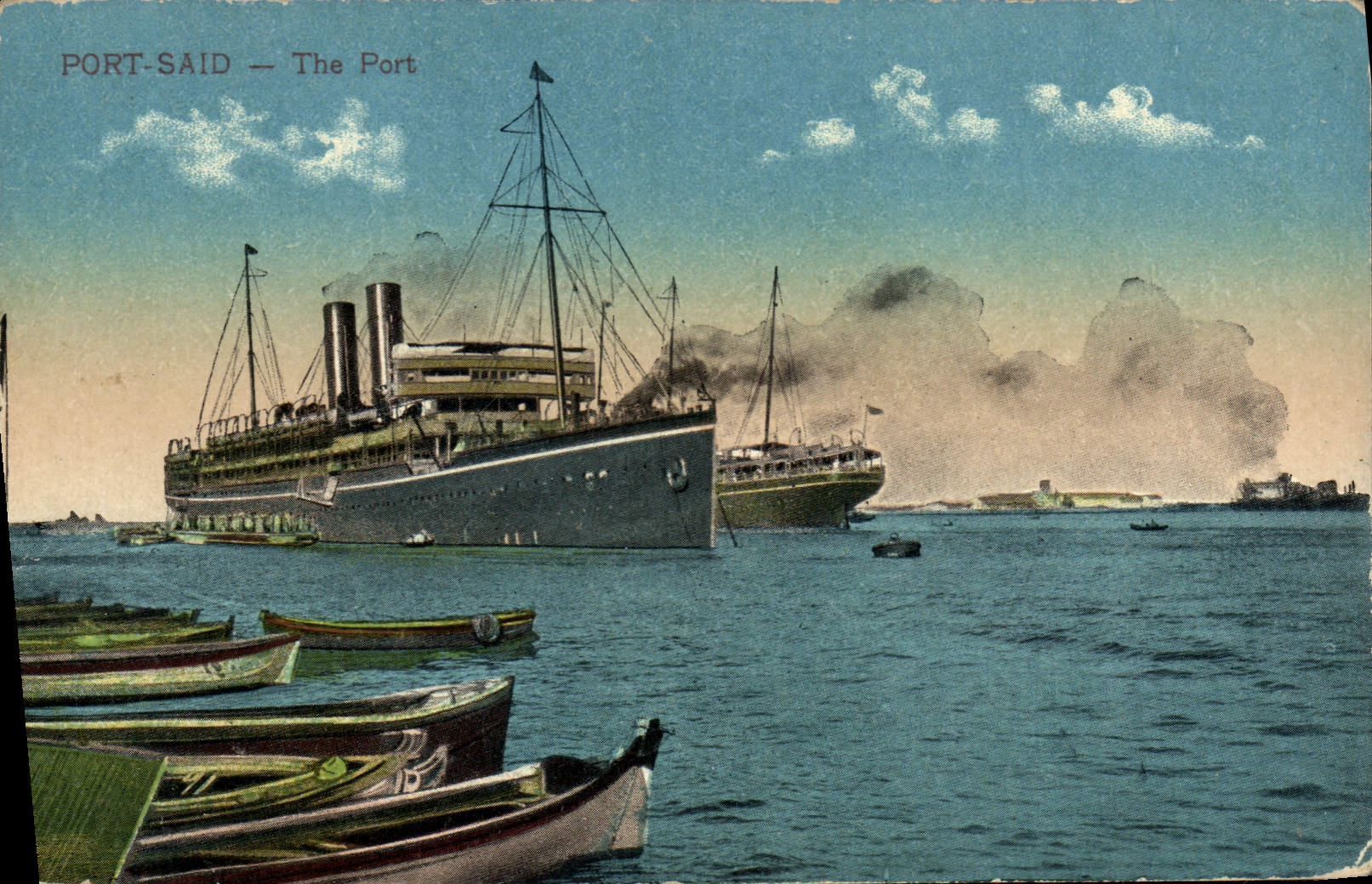 CPA Bateau Paquebot Port Said The port Egypt Egypte 
