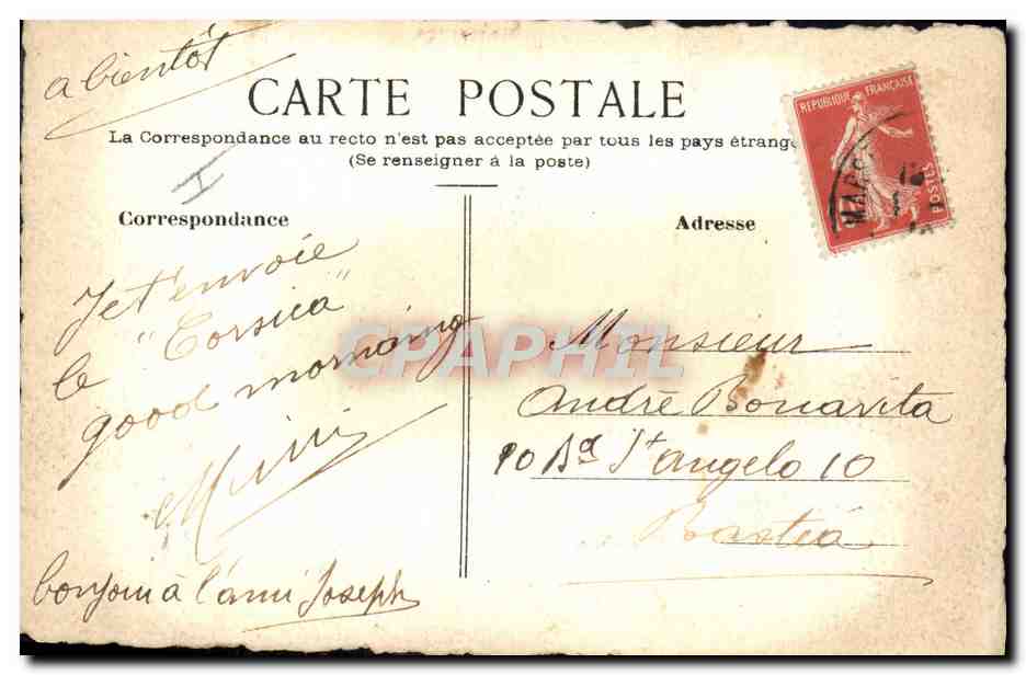 CARTE PHOTO Buque de crucero Le Corsica — Reverso
