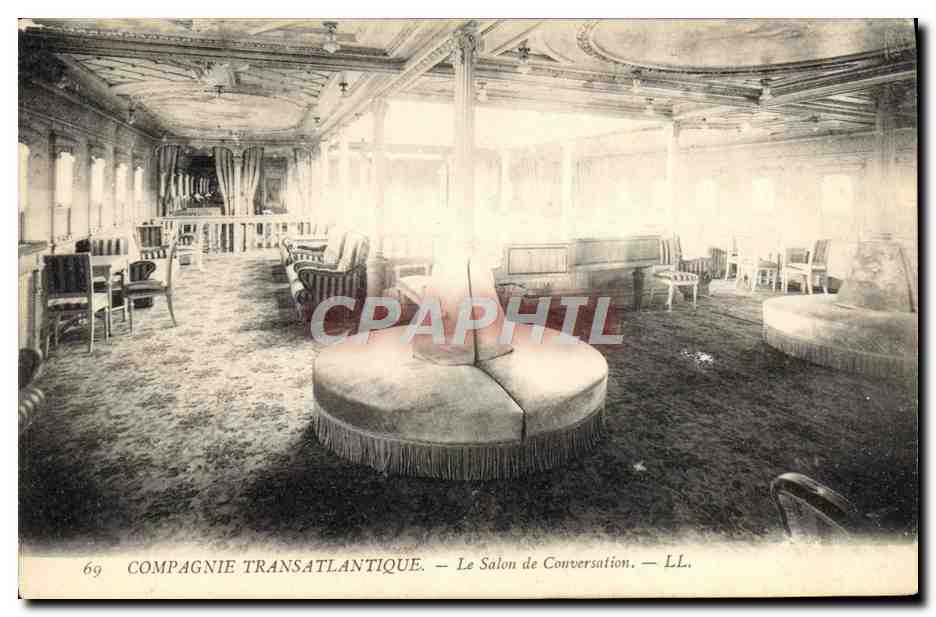 CPA Bateau Paquebot Compagnie Transatlantique Le salon de conversation