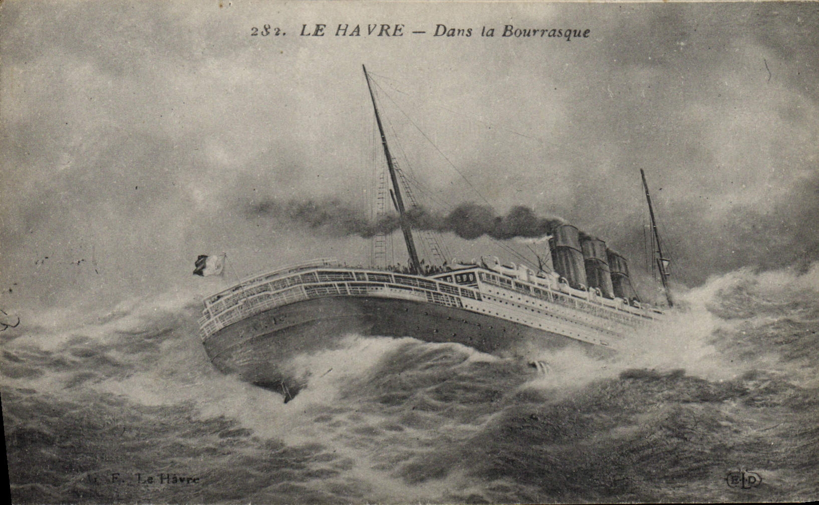 CPA Bateau Paquebot Le Havre Dans la bourrasque